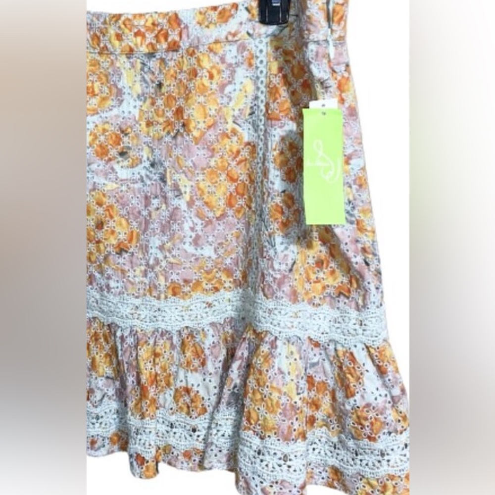 Sam Edelman Courtney Floral Cotton Eyelet Lined Mini Skirt Ladies Lace Size 14